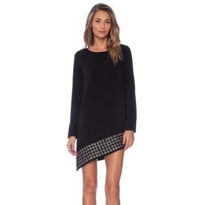 Style Stalker Isabella Black Asymmetrical Grommet Hem Long Sleeve Dress S NWT